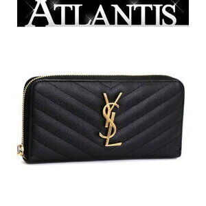 Saint Laurent Paris Cassandra round zipper long wallet black leather G